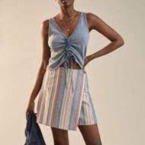 Anthropologie Porridge Striped Wrap Mini Skirt (size L)